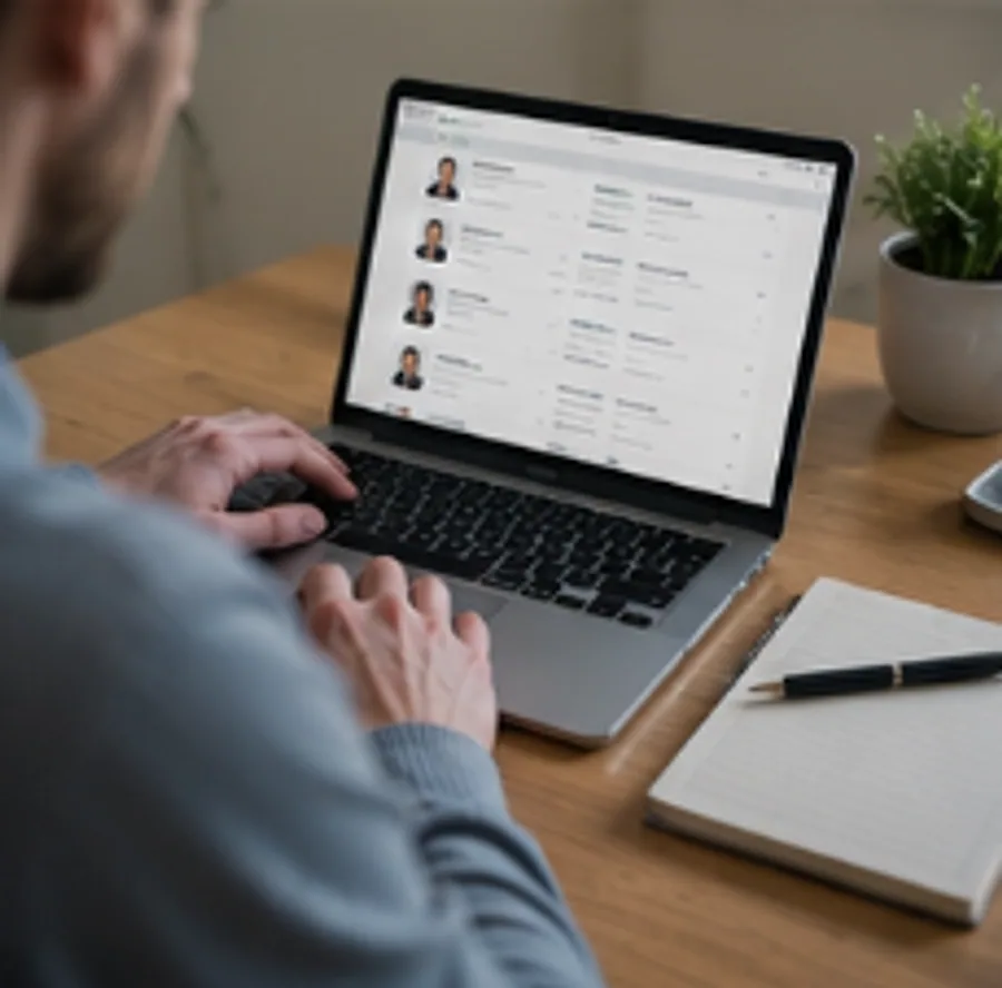 A shortlist of tenant applications open on a laptop screen