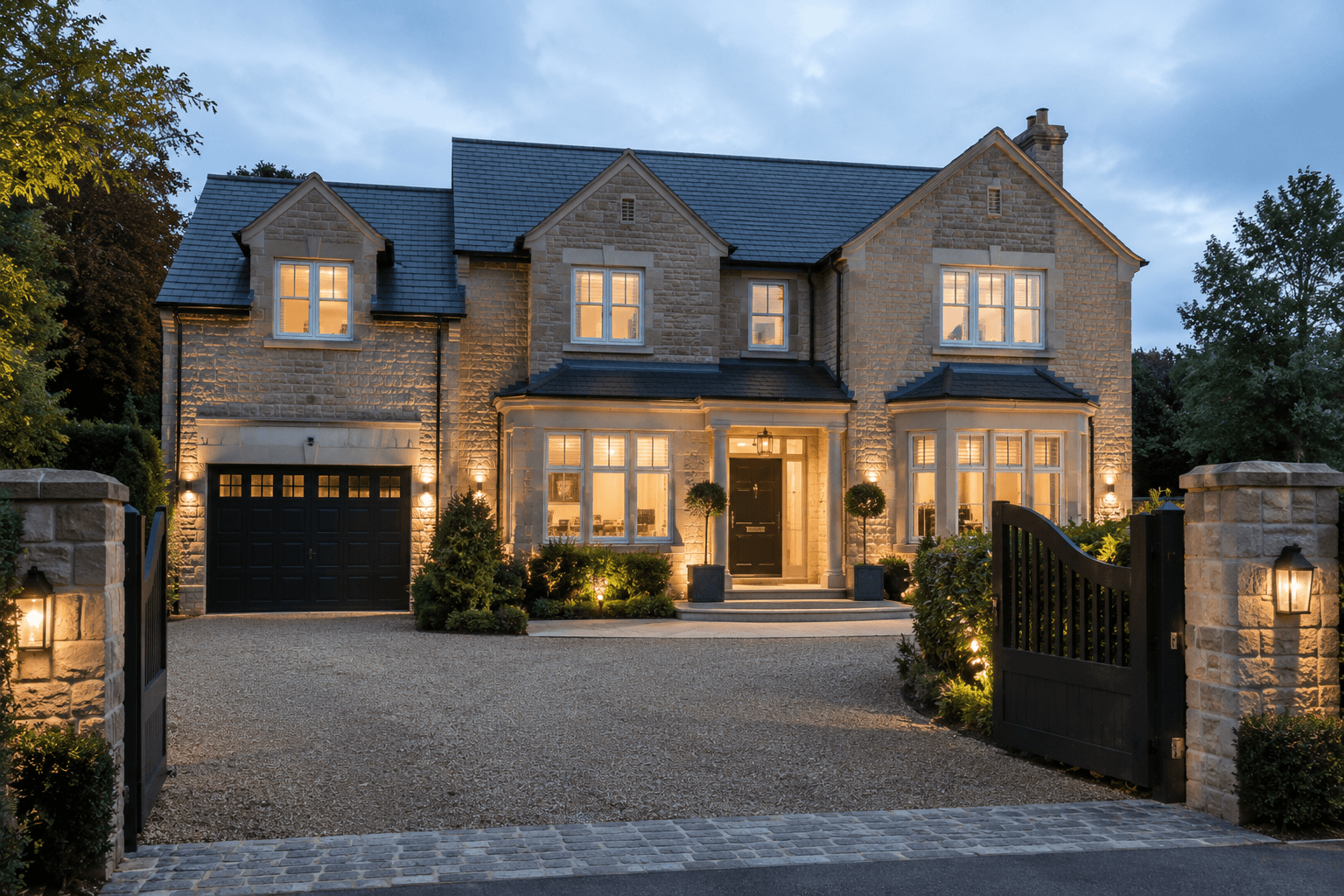 Professionally photographed rental exterior, edited for online listings
