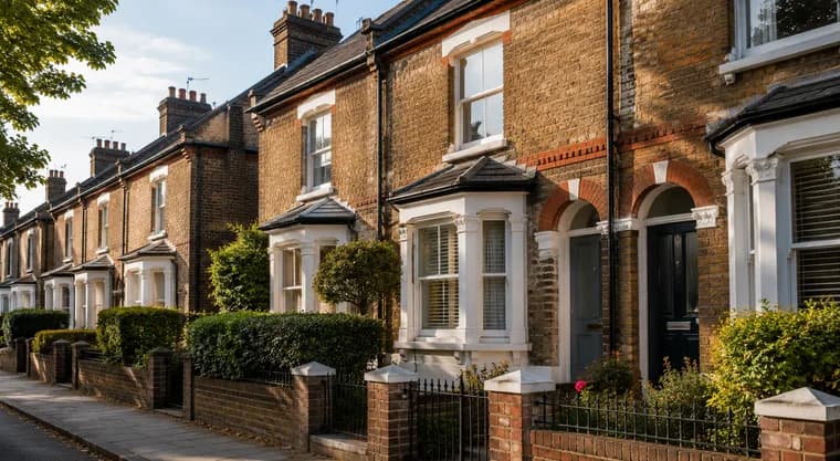 Street of UK rental properties a letting agent manages from one workspace